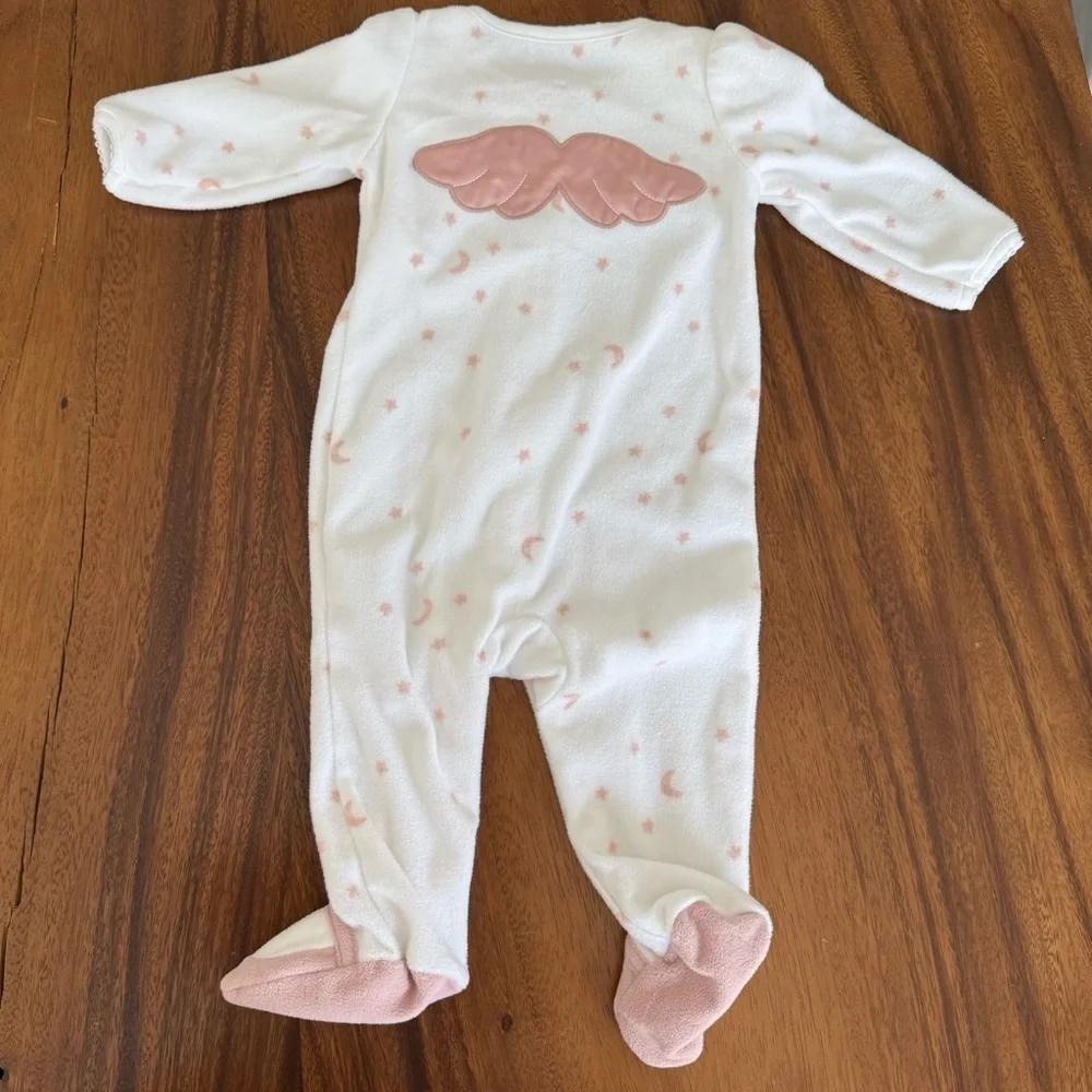 Carter’s Baby Girl One Piece with Pink Moon, Star, and Angel Wings Pattern 6M